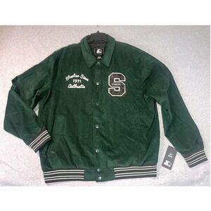 Starter Forest Green 1971 Madden Corduroy Varsity Jacket Snap Front Men XXL NEW